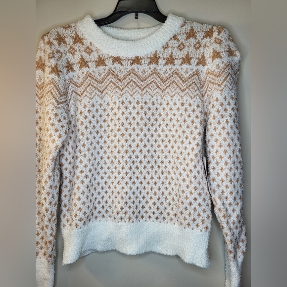 NWT Freshman 1996 Super Soft Fleece  Jr. Med Sweater tan and off white - Picture 13 of 14